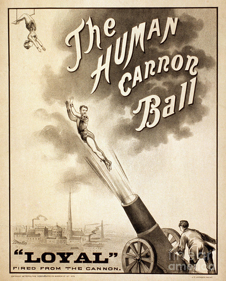 Daredevil Drawing - HUMAN CANNONBALL, c1879.  by Granger