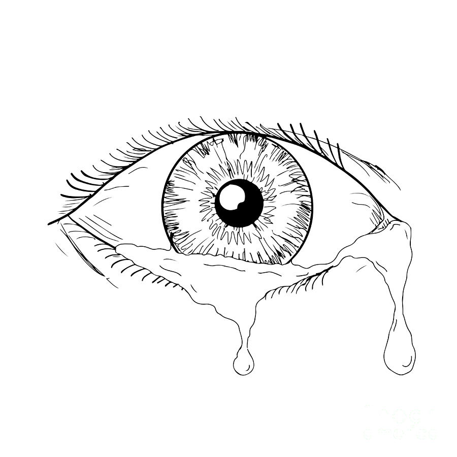 Human Eye Crying Tears Flowing Drawing Digital Art By Aloysius Patrimonio