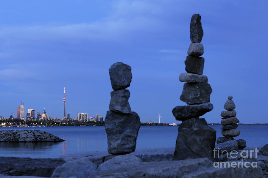 Human Figures made from Stones at Night Photograph by Maxim Images Exquisite Prints