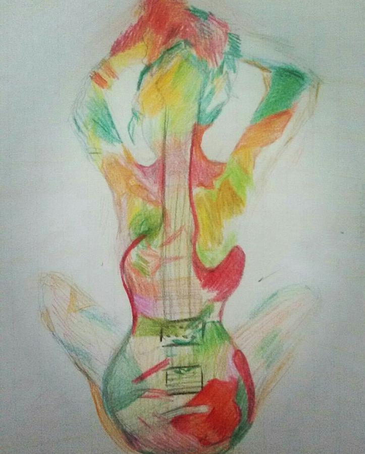 Music Drawing - Human guitar by Eman Mohamed
