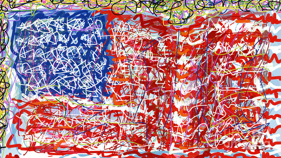 Abstract Digital Art - Humanity Behind The Flag by Robert Yaeger