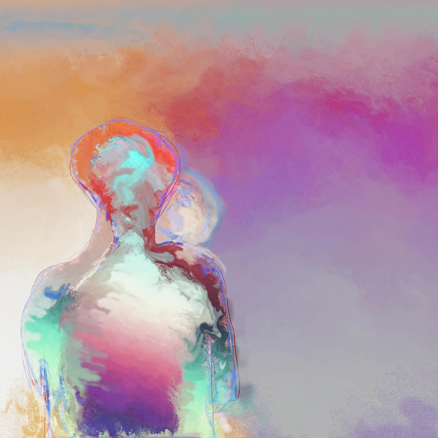 Humanoid Couple On Cloud Nine Digital Art