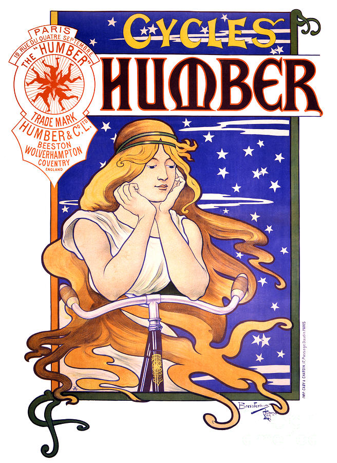 Vintage Painting - Humber Cycles 1890s Vintage Advertising Poster by Vintage Treasure