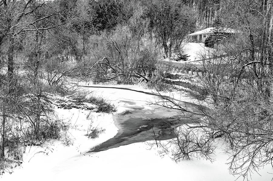 Humber River Winter 5 bw Photograph by Steve Harrington