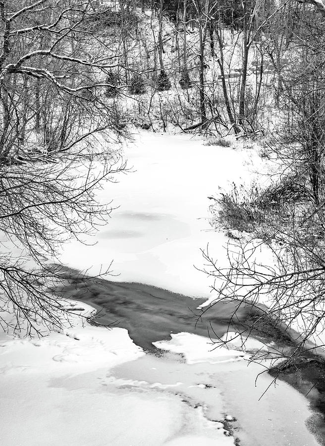 Humber River - Winter Moods 2 bw Photograph by Steve Harrington