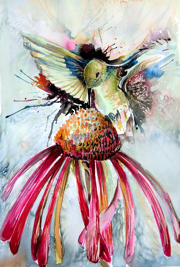 Sparrow Painting - Humming Bird by Mindy Newman
