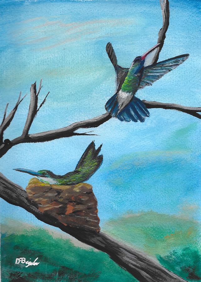 Humming Birds  Painting by David Bigelow