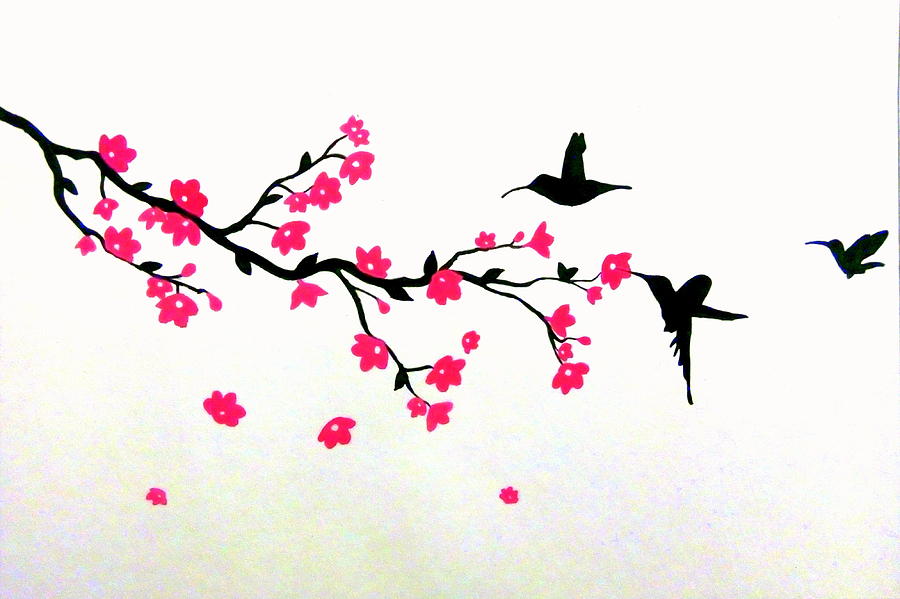 Humming Birds Painting by Silpa Saseendran