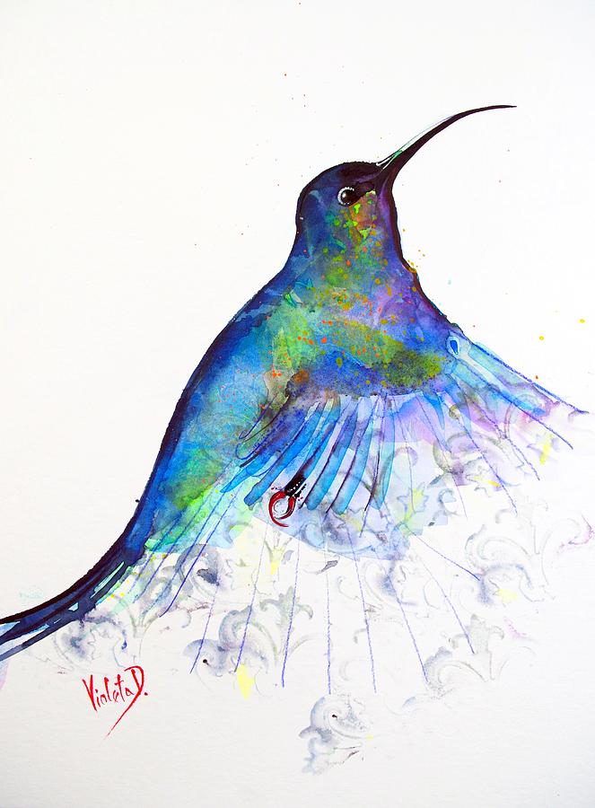 Hummingbird Painting - Hummingbird 11 by Violeta Damjanovic-Behrendt Hummingbird Painting - Hummingbird 11 by Violeta Damjanovic-Behrendt
