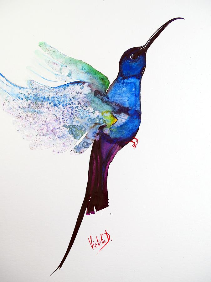Hummingbird Painting - Hummingbird 12 by Violeta Damjanovic-Behrendt Hummingbird Painting - Hummingbird 12 by Violeta Damjanovic-Behrendt