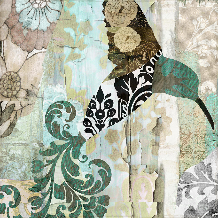Hummingbird Batik II Painting by Mindy Sommers