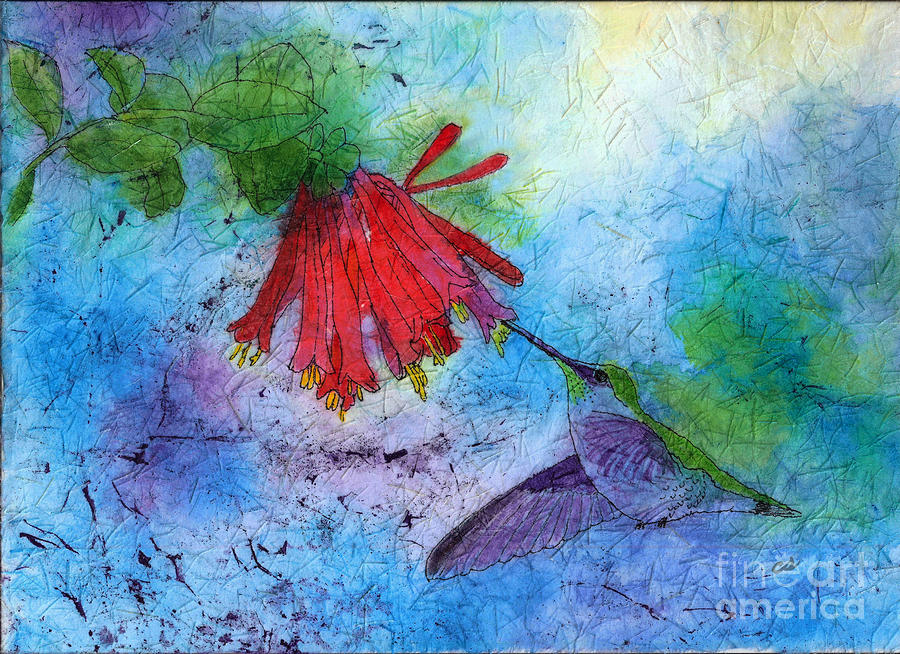 Hummingbird Batik Watercolor Mixed Media by Conni Schaftenaar