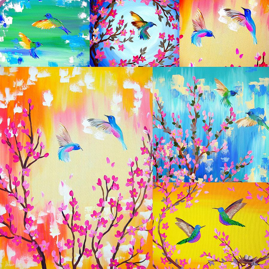 Hummingbird Collage 2 Painting
