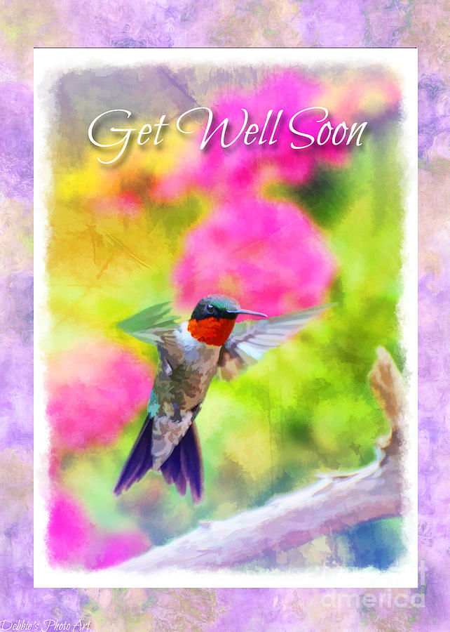 Hummingbird Day  2 - Get Well Greeting Card Photograph by Debbie Portwood
