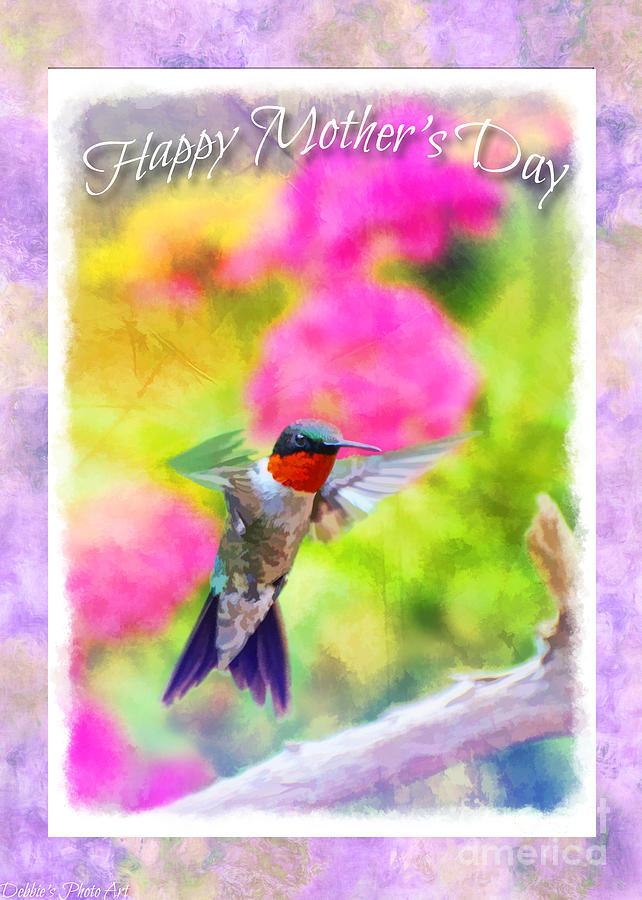 Hummingbird Day  2 -  Mothers Day Greeting Card Photograph by Debbie Portwood