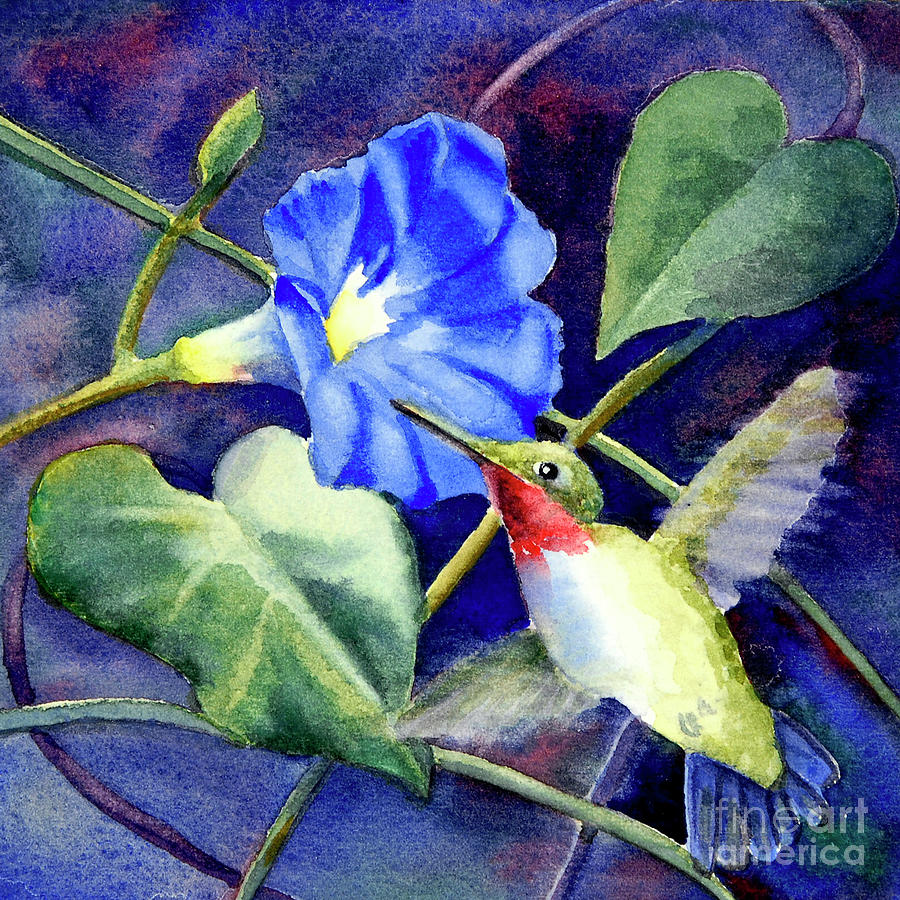 Hummingbird Delight Painting by Bonnie Rinier