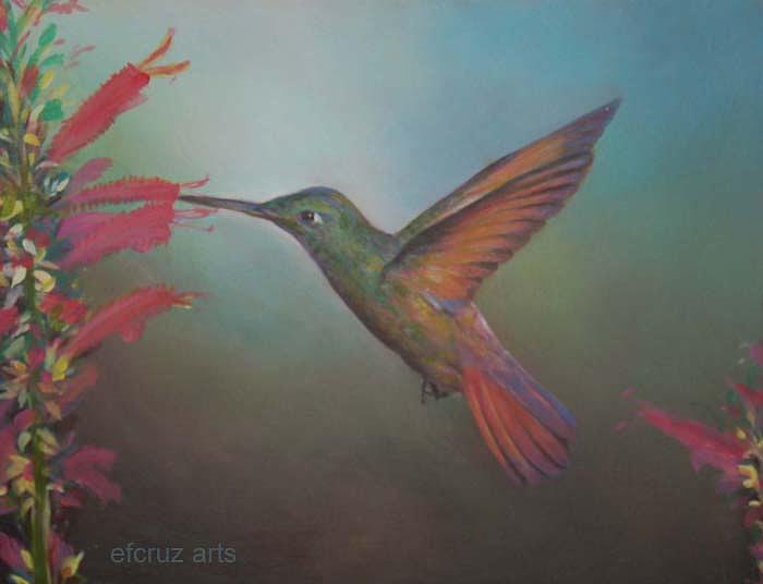 Hummingbird Painting by Efcruz Arts