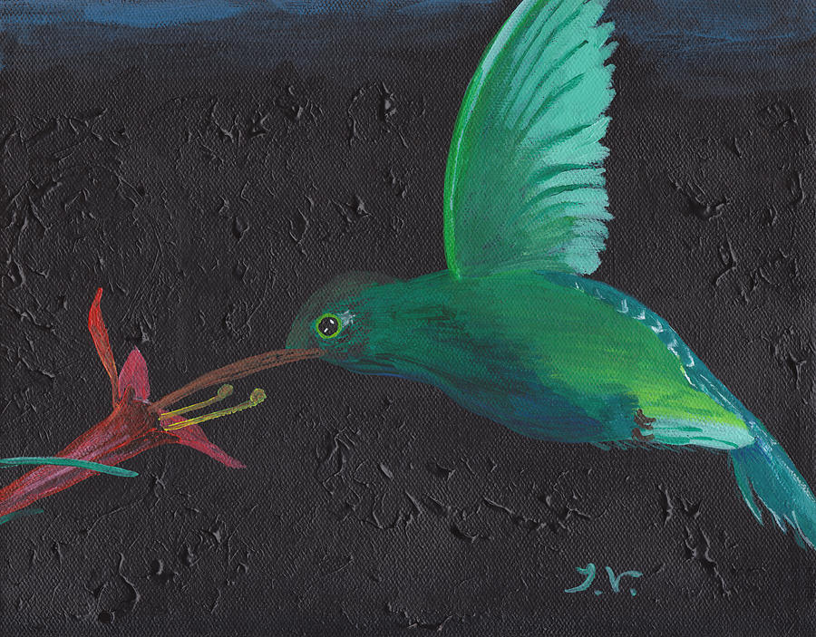 Hummingbird Feeding Painting by Martin Valeriano