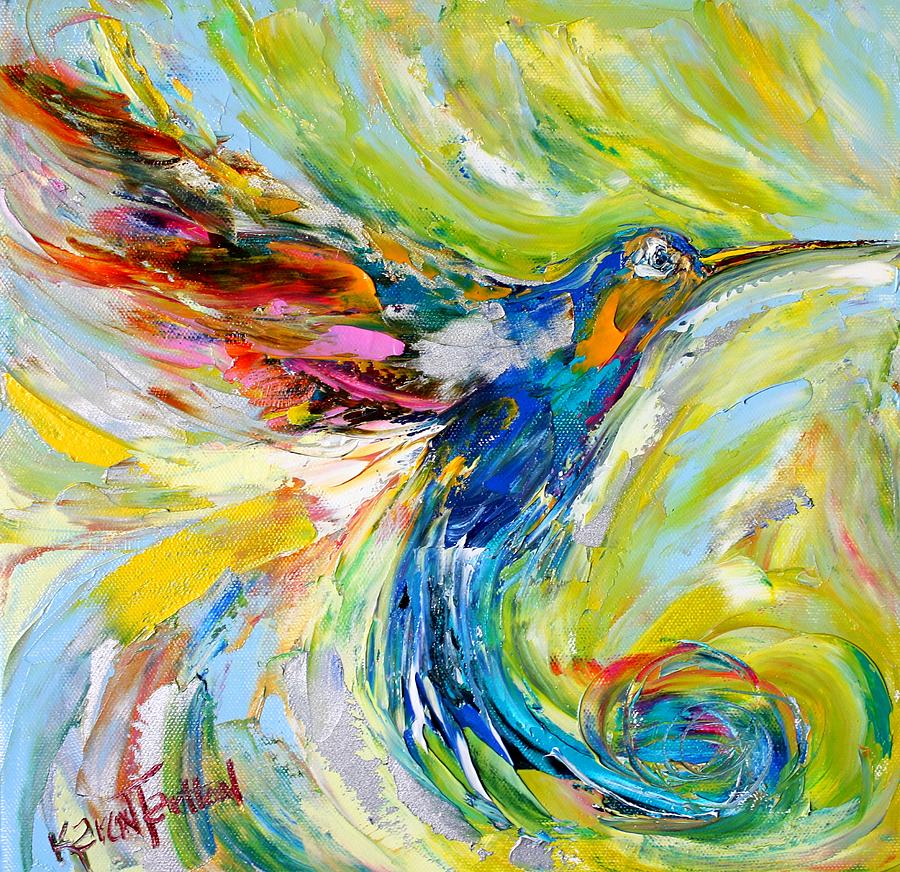 Hummingbird Painting - Hummingbird Flight by Karen Tarlton