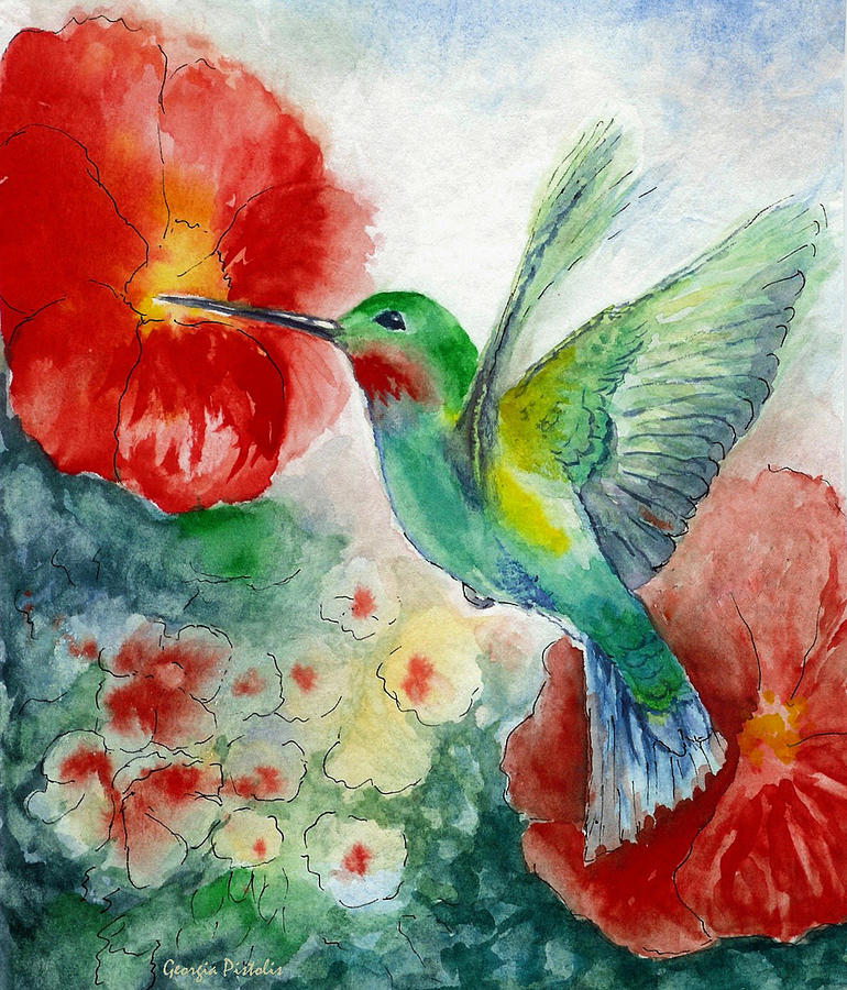 Hummingbird Painting by Georgia Pistolis
