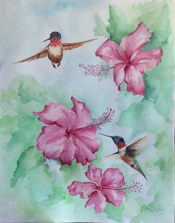 Hummingbird Heaven Painting by Ellen Canfield
