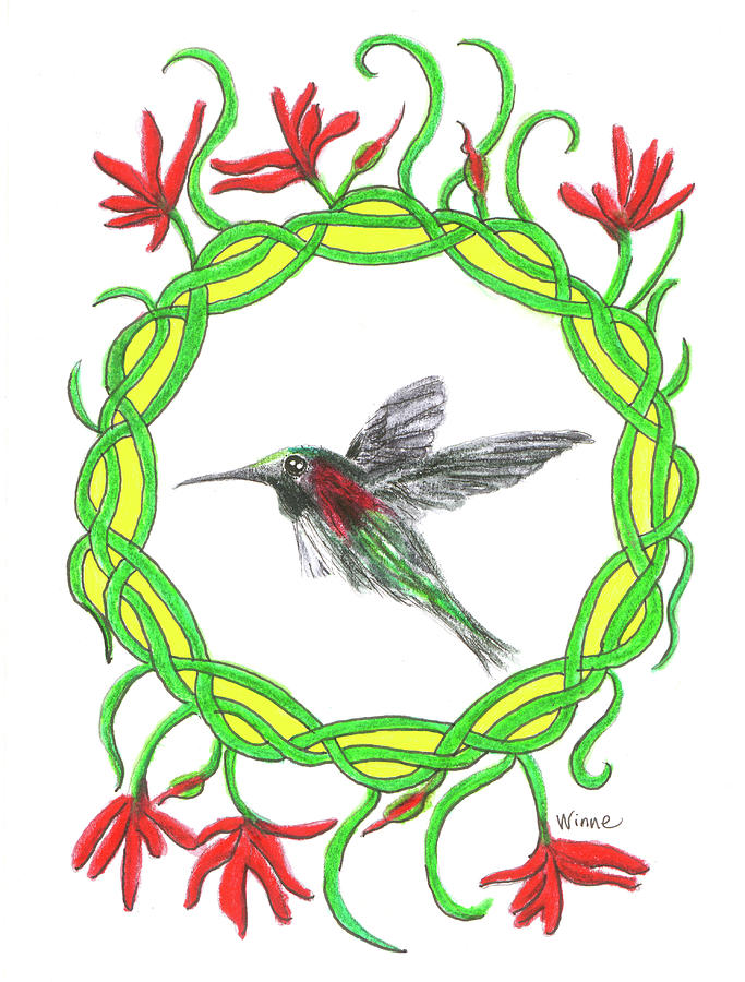 Hummingbird In Knots Painting by Lise Winne