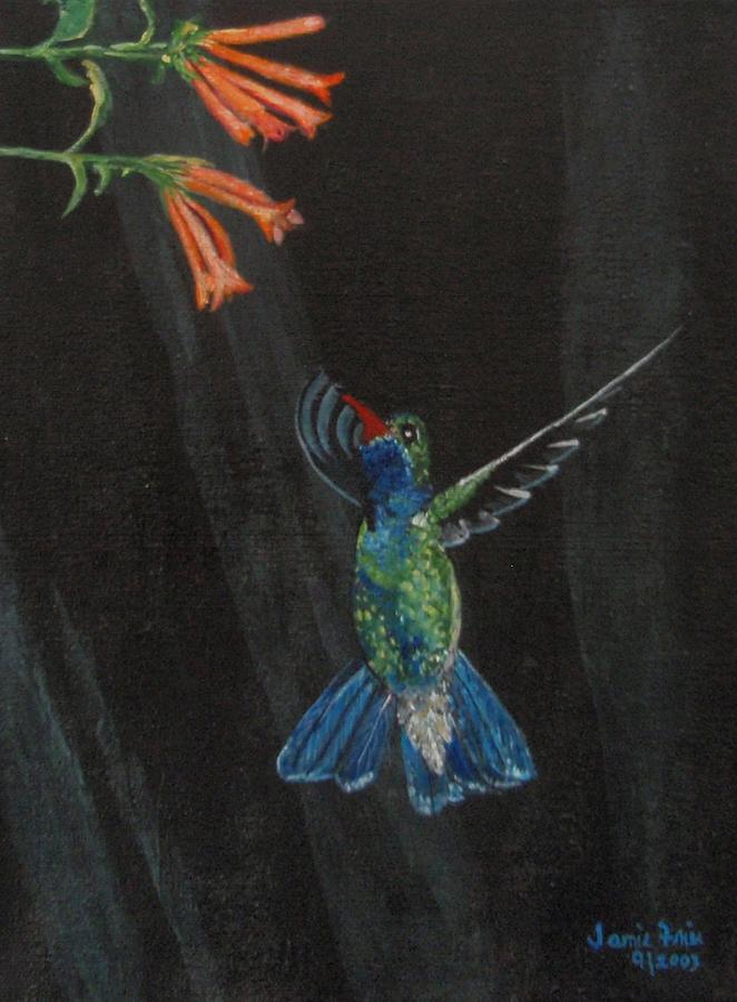 Flower Painting - Hummingbird by Jamie Frier