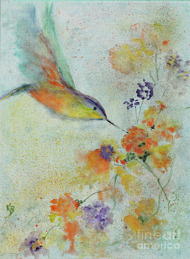 Hummingbird Painting by Karen Fleschler