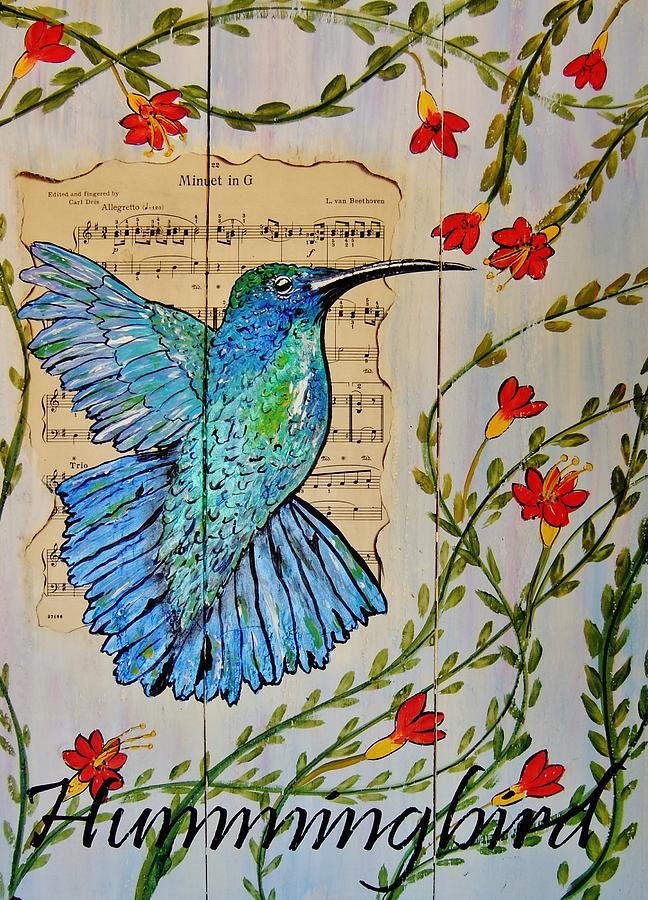 Hummingbird Minuet in G Painting by Cindy Micklos