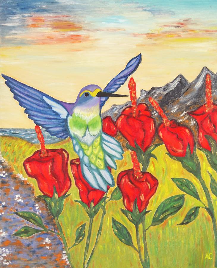 Nectar of Life - Hummingbird Painting by Neslihan Ergul Colley