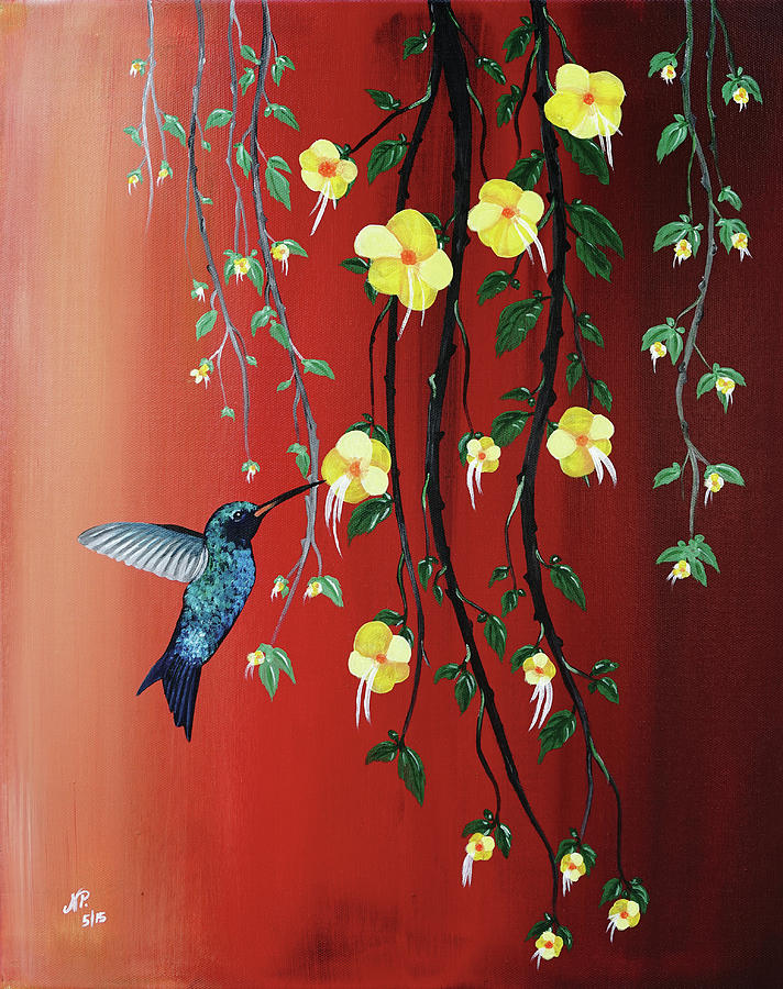 Nature Painting - Hummingbird by Nicole Paquette Nature Painting - Hummingbird by Nicole Paquette