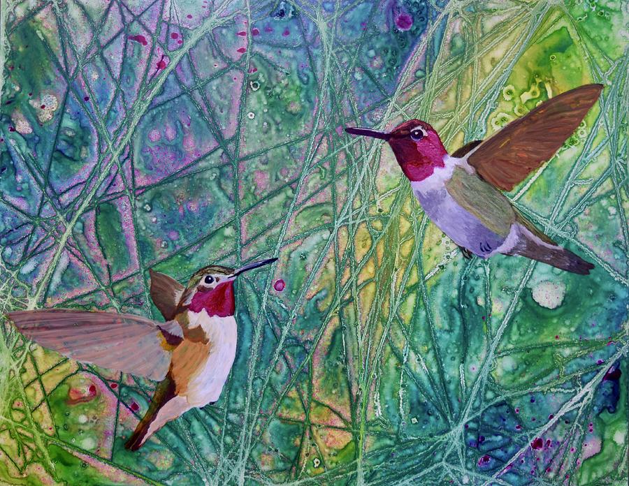 Hummingbird Pair Painting by Nancy Jolley
