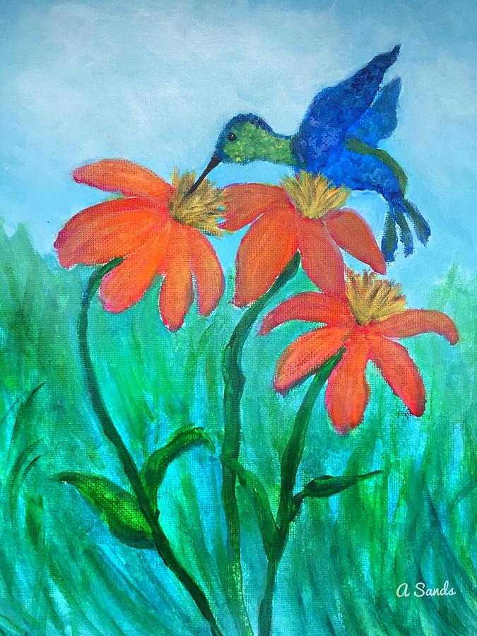 Hummingbird Treat Painting by Anne Sands