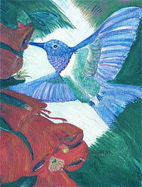 Hummingbird Painting - Hummingbird View II by Anne-elizabeth Whiteway