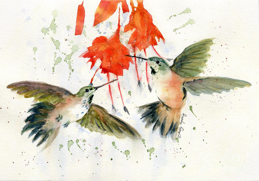 Hummingbird Watercolor Painting by Melly Terpening