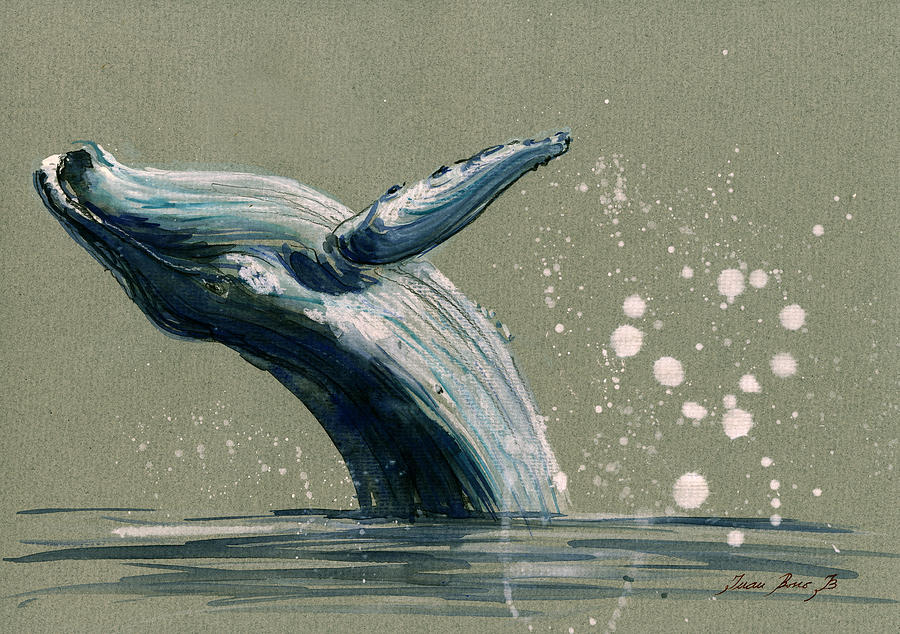Humpback Whale Swimming Painting By Juan Bosco Pixels