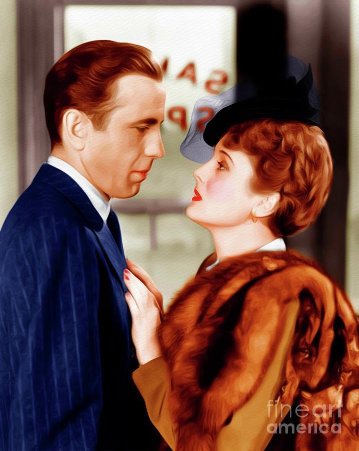 Hollywood Painting - Humphrey Bogart and Mary Astor, Hollywood Legends by Esoterica Art Agency
