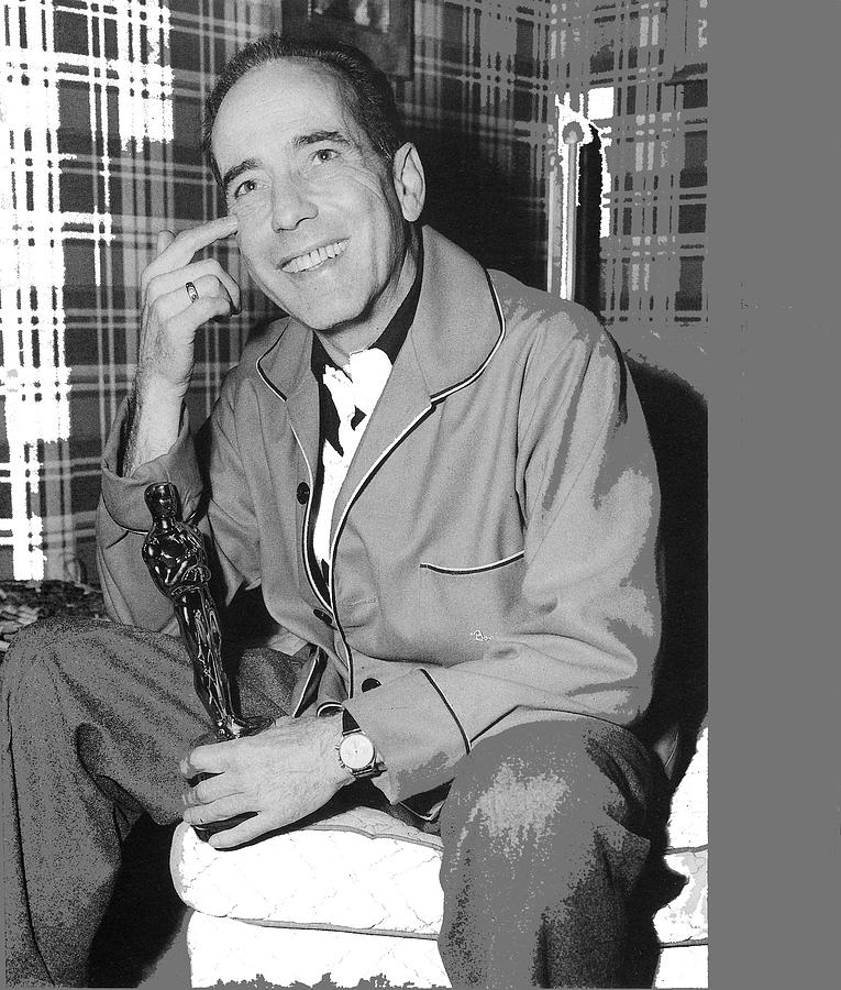 Humphrey Bogart at home with his Academy Award for The African Queen 1952 Photograph by David Lee Guss