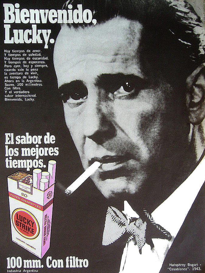 Humphrey Bogart Lucky Strike ad Argentina 1973 Photograph by David Lee Guss