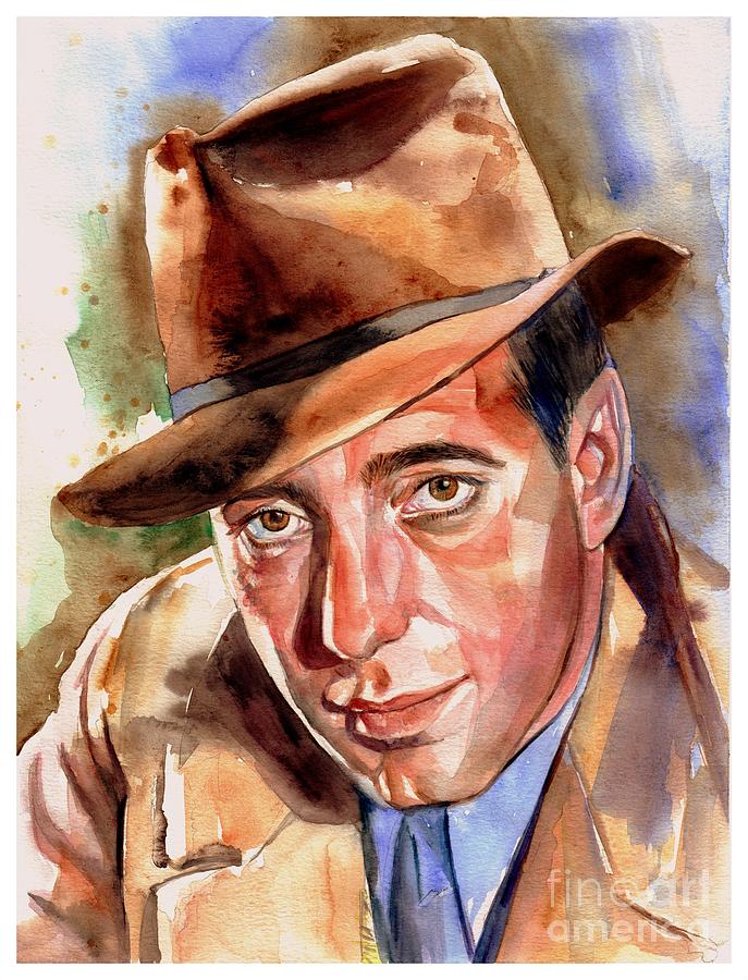 Casablanca Movie Painting - Humphrey Bogart Portrait by Suzann Sines