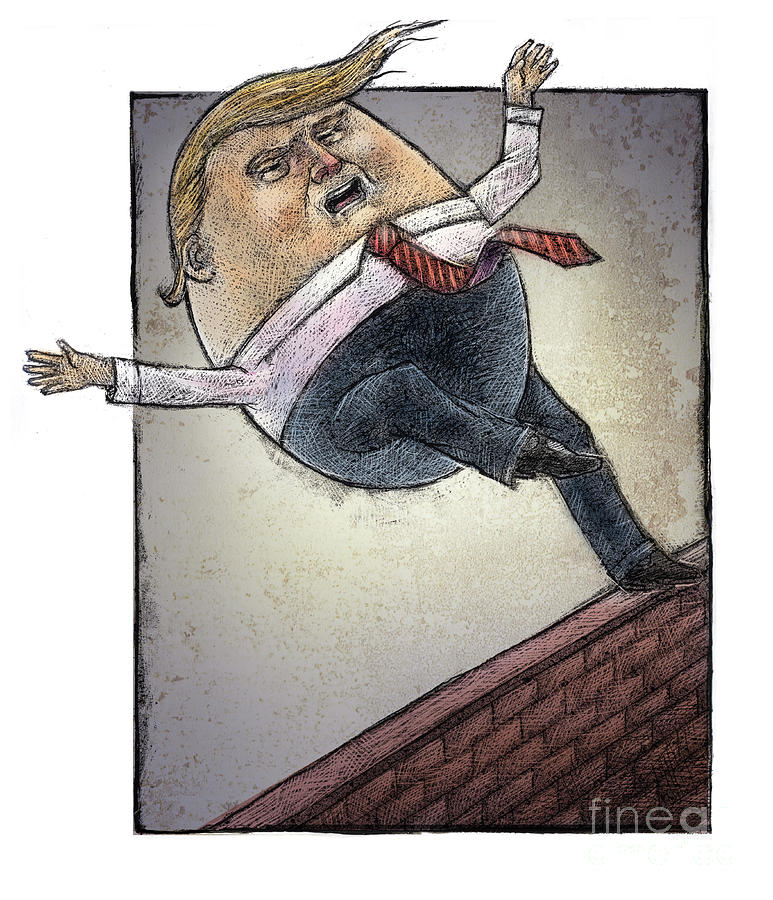 Trump Drawing - Humpty Trumpty by Chris Van Es