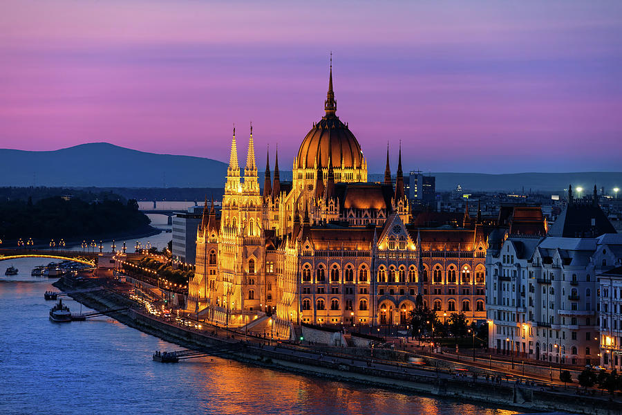 Hungarian Parliament at Twilight in Budapest City Photograph by Artur Bogacki