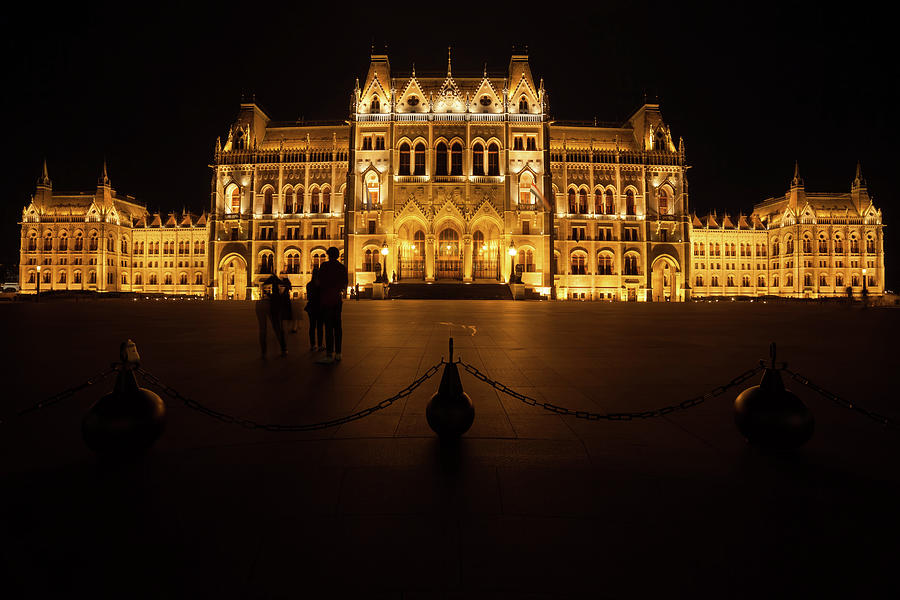 Hungarian Parliament Building Illuminated at Night in Budapest Photograph by Artur Bogacki