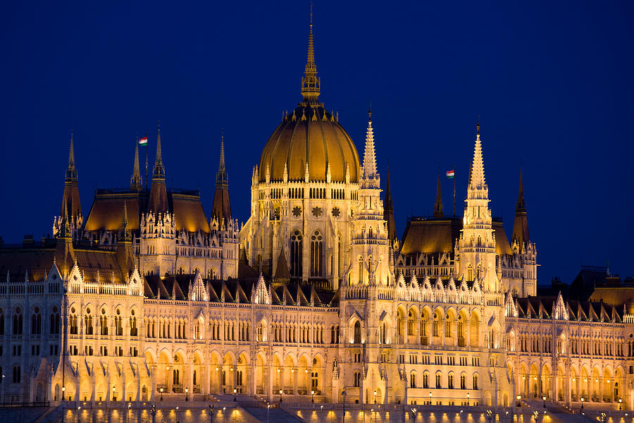 Hungarian Parliament by Night in Budapest Photograph by Artur Bogacki