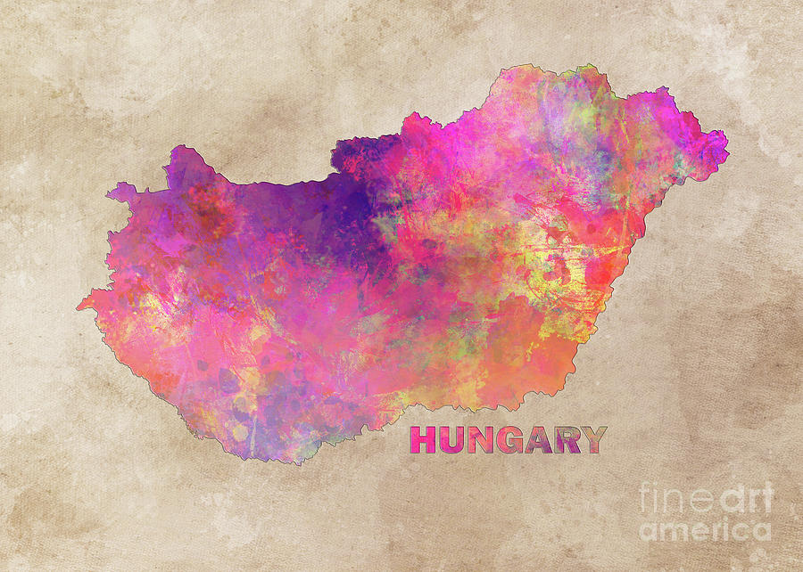 Hungary Map Digital Art