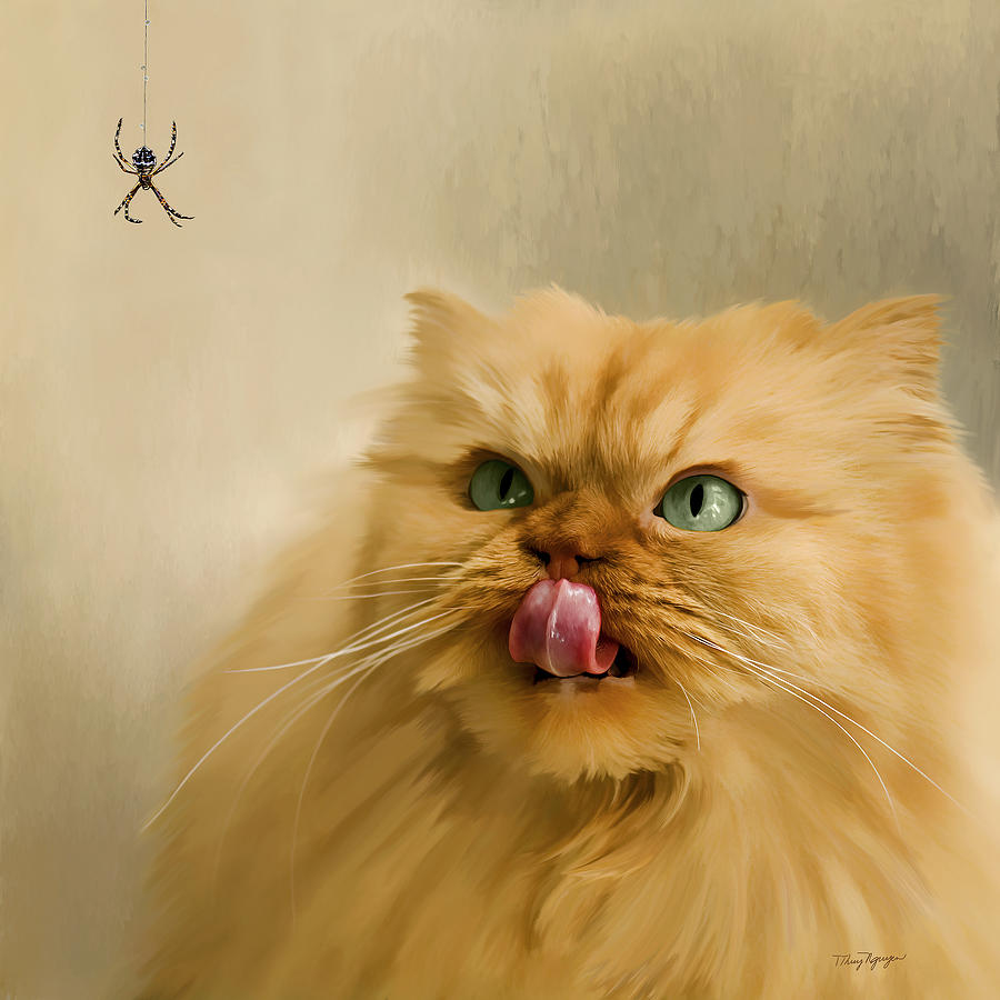 Hungry Cat  Digital Art by Thanh Thuy Nguyen