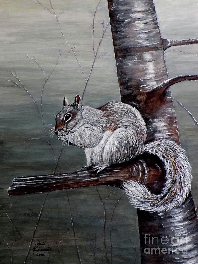 Squirrel Painting - Hungry Squirrel by Judy Kirouac