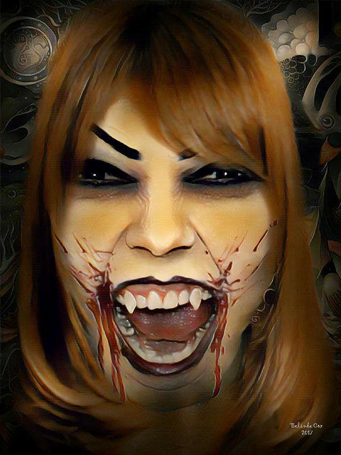 Hungry vampiress Digital Art by Artful Oasis