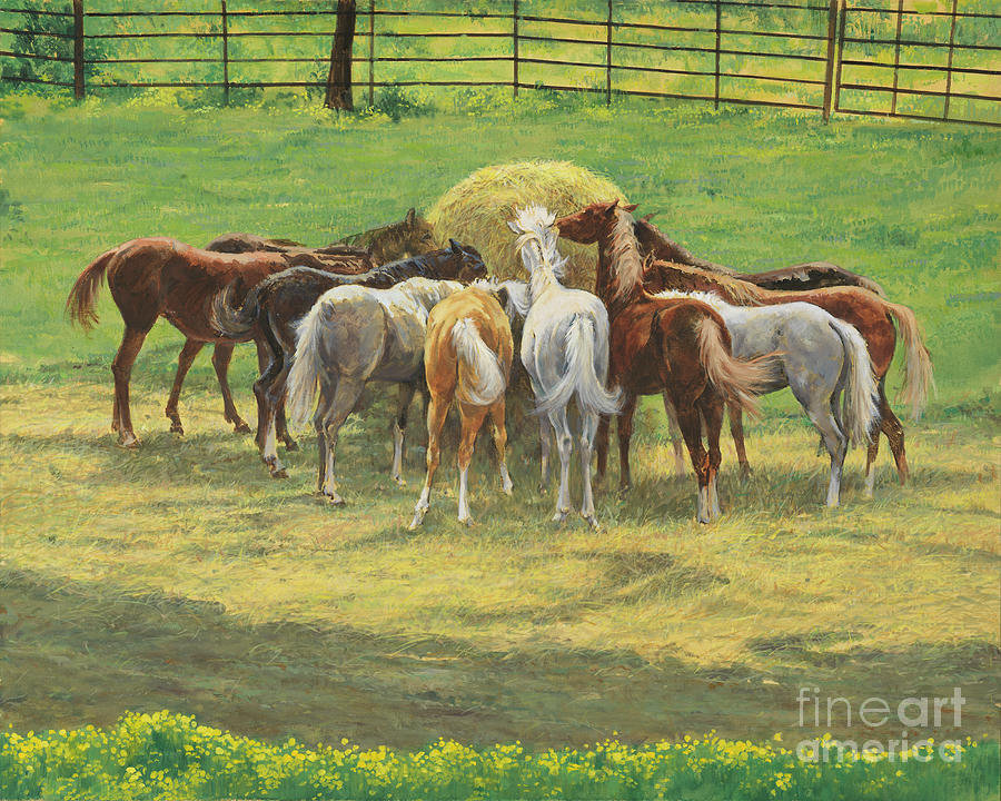 Colts Feeding Painting by Don Langeneckert Fine Art America