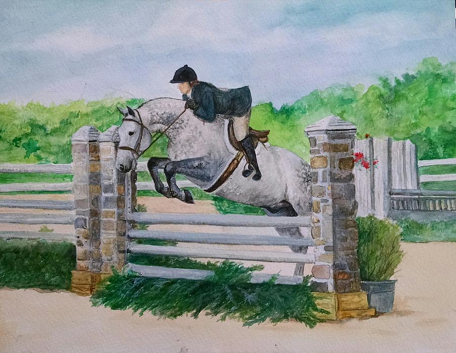 Horse Painting - Hunter Over Fences by Denise Beaulieu